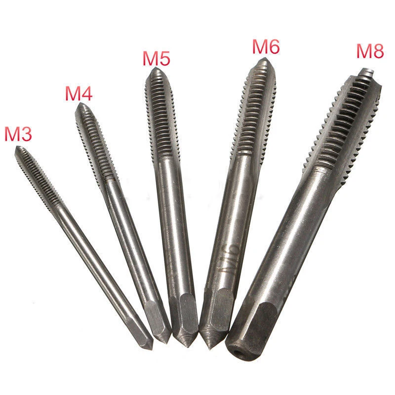 5PCS HSS M3 M4 M5 M6 M8 Machine Hand Screw Thread Metric Plug Tap Drill Set Drilling Power Tools