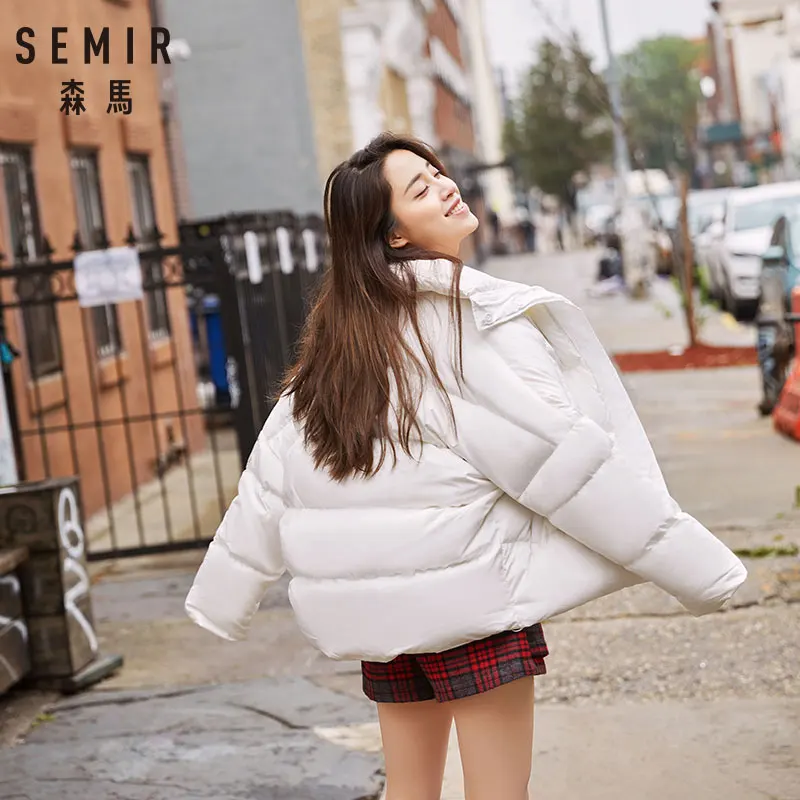 SEMIR Women Down Stand-up Collar Jacket with Slant Pocket Zip and Snap Closure Down Filling Puffer Jacket Silky Polyester Lined
SEMIR Women Down Stand-up Collar Jacket with Slant Pocket Zip and Snap Closure Down Filling Puffer Jacket Silky Polyester Lined