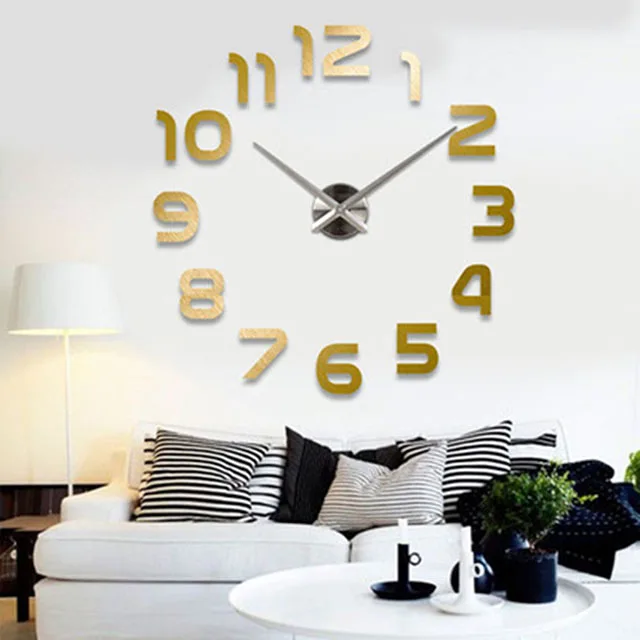 E-COEUS, 3D цифровые настенные часы, зеркальные часы, современный дизайн, декоративные светодиодные настенные часы, креативный подарок, кварцевый механизм - Цвет: G number S dial