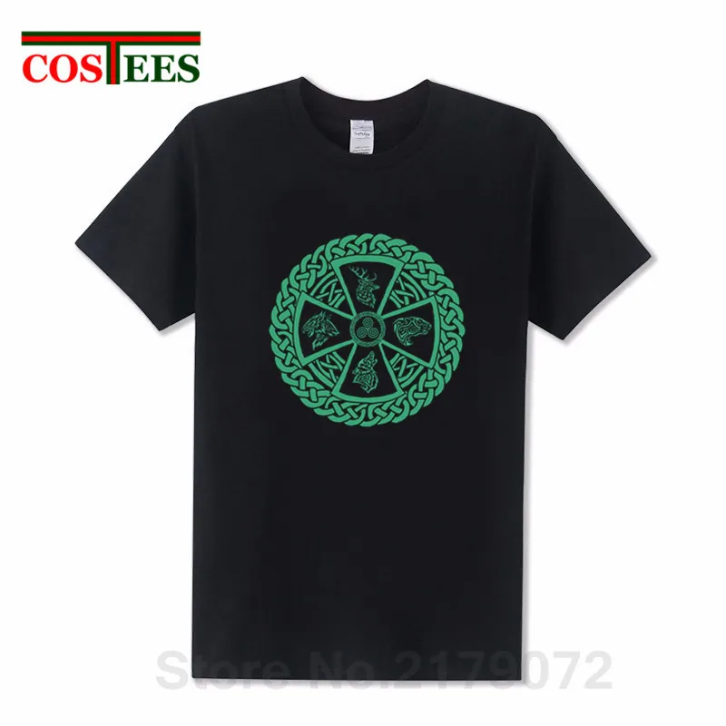 

Celtic Nature Viking Norse T shirt Men Custom Wolf Raven Deer Leopard T-shirt Cotton Hip Hop O Neck Viking logo middle Tee shirt