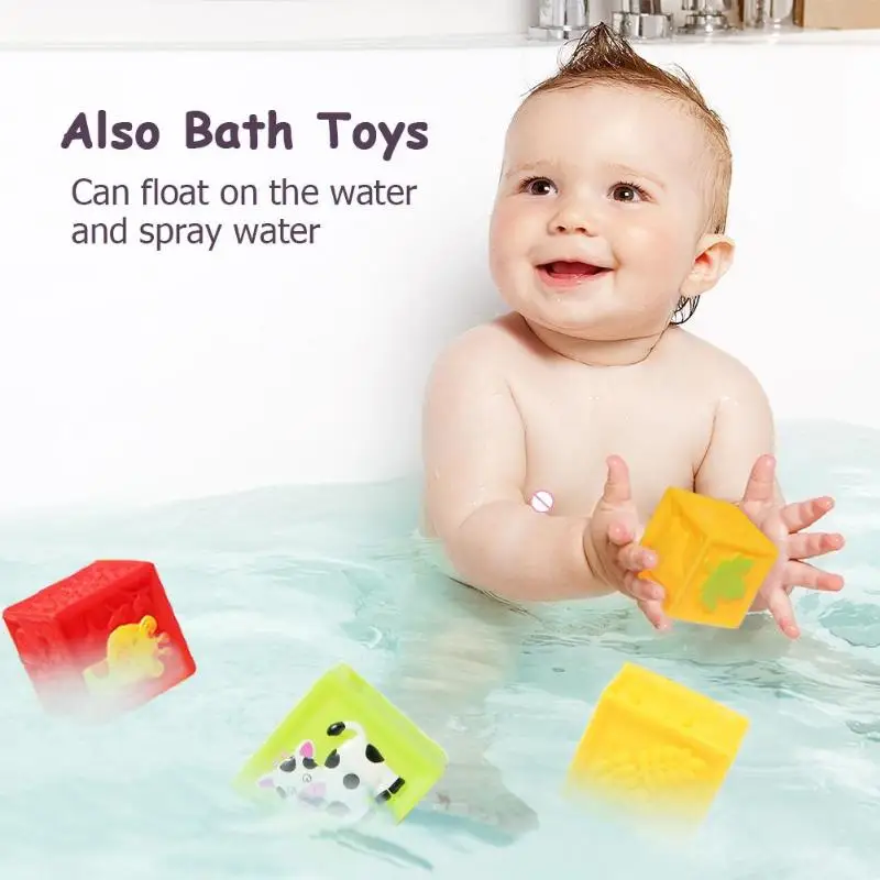 Детские игрушки, строительные блоки, 3D сенсорные мягкие шарики для рук, Детские массажные с резиновым покрытием, прорезыватели для зубов, Игрушки для ванны