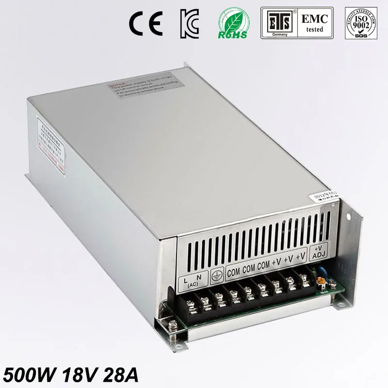 

DC18V 28A 500W Switching Switch Power Supply 18V unit Transformer 220v 110v AC-DC Universal block power for LED Strip 3D Print