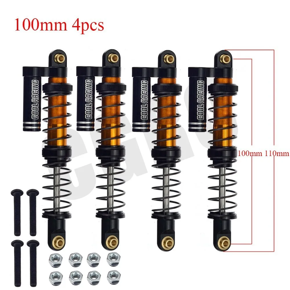Масляный Регулируемый 90 мм 100 мм 110 мм металлический амортизатор демпфер для 1/10 RC Гусеничный автомобиль запчасти грузовик осевой SCX10 TRX4 D90 RC обновление - Цвет: Black 100mm 4pcs
