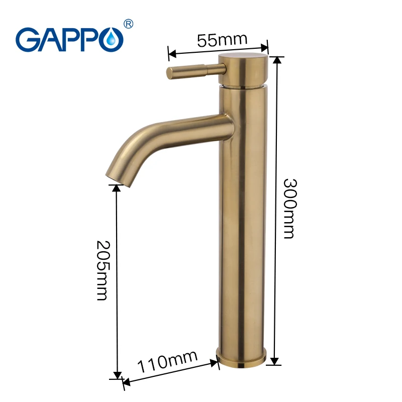 GAPPO золотой цвет нержавеющая сталь смесители для раковины холодной и горячей воды бортике baisn кран