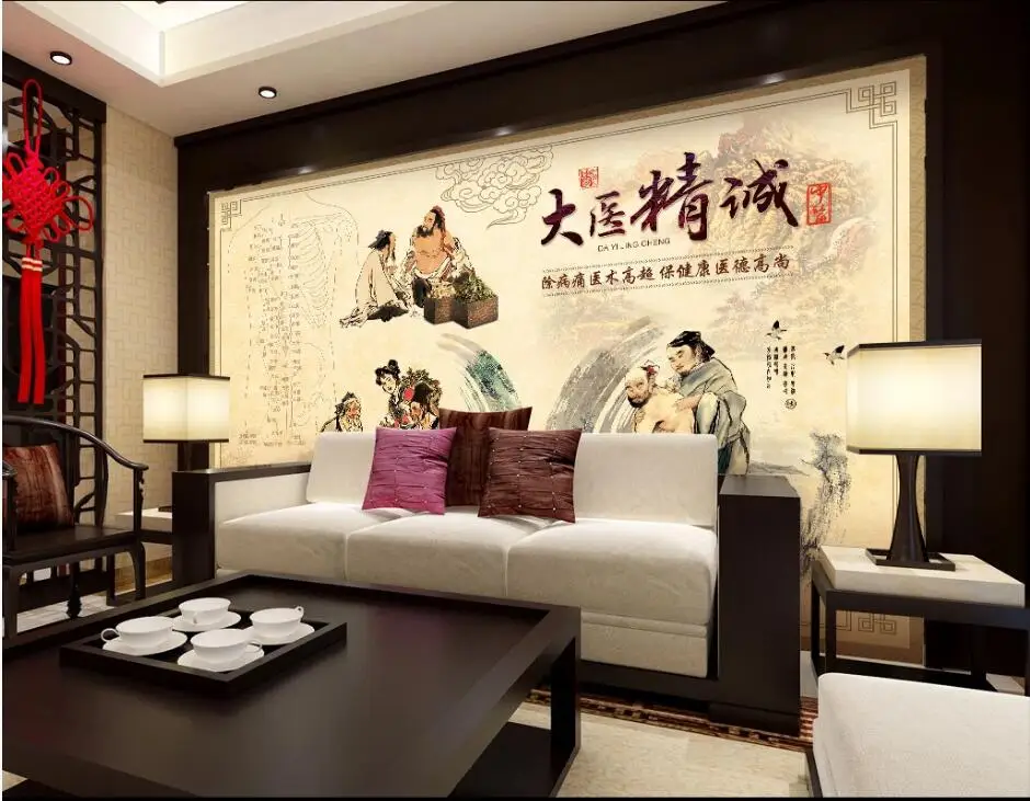 WDBH 3d photo wallpaper custom mural Hand-painted Chinese medicine health care home decor wall murals for walls 3 d | Обустройство