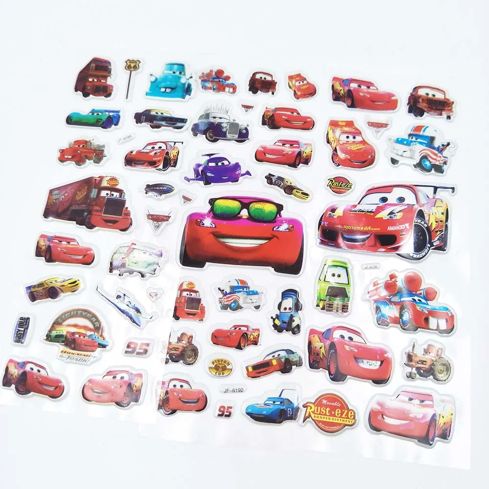 

6pcs Lightning Mcqueen disney bubble stickers Cartoon Children's Birthday Gift ToyChild Reward party favors DIY Cute 3D Stereo P