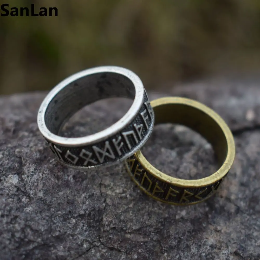 1pcs drop shipping Elder futhark Asatru Nordic celtic Viking Pagan Norse Rune Ring Vintage Men Jewelry SanLan