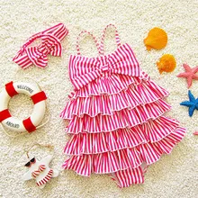YANGMAILE/цельное полосатое бикини для маленьких девочек 12 мес.-5 лет, купальный костюм с оборками, купальный костюм, купальная одежда для женщин лет