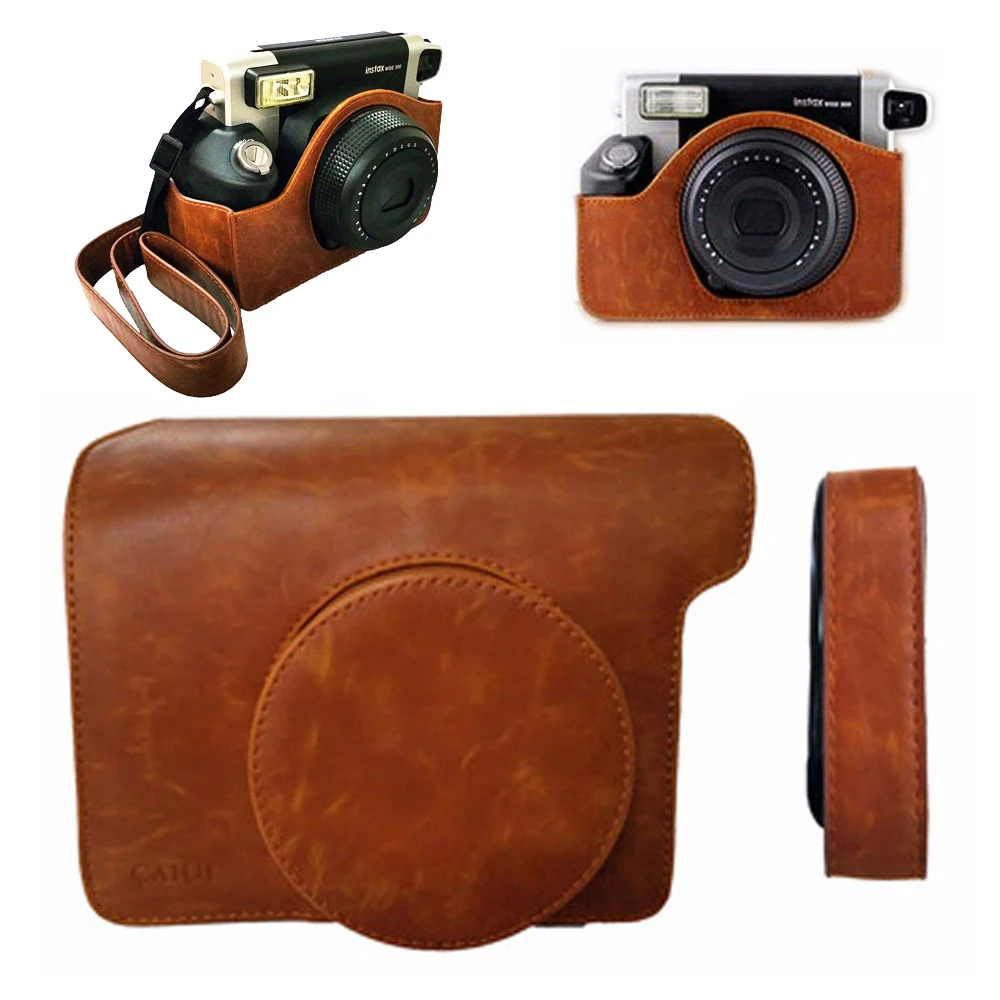 Prix pour Pour fuji fujifilm instax large 300 instant photo caméra en cuir brun sac carry case cover protecteur de poche avec bandoulière Prix pour Pour fuji fujifilm instax large 300 instant photo caméra en cuir brun sac carry case cover protecteur de poche avec bandoulière