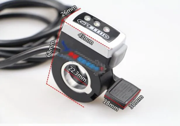 Clearance New Design 48V Wuxing 106DX e-bike finger throttle both-way thumb gas handle with battery indicator 4