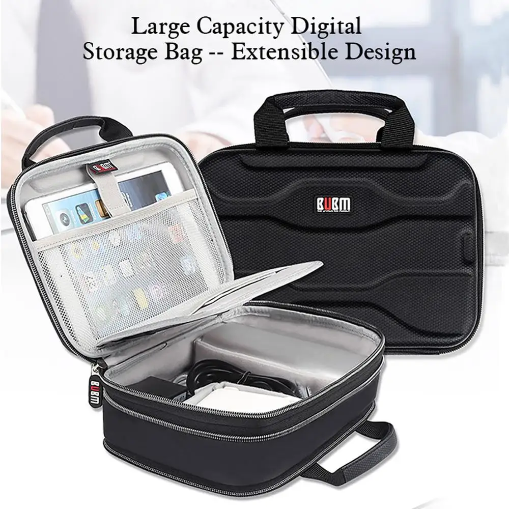 

BUBM Travel Bag Gadget Hard Case Large Capacity Digital Storage Box Tablet Power Bank USB Drives Cables Waterproof Handle Bag