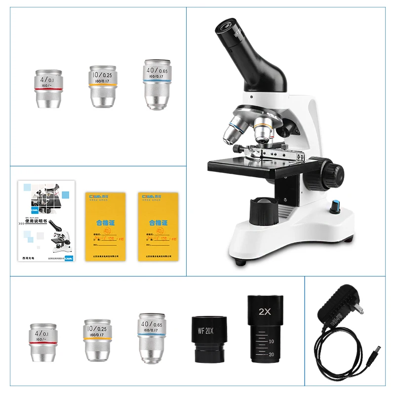 Ciwa 1600X تجربة العلوم البيولوجية المجهر مجهر hd led الإضاءة المهنية مناظير أحادي المجهر