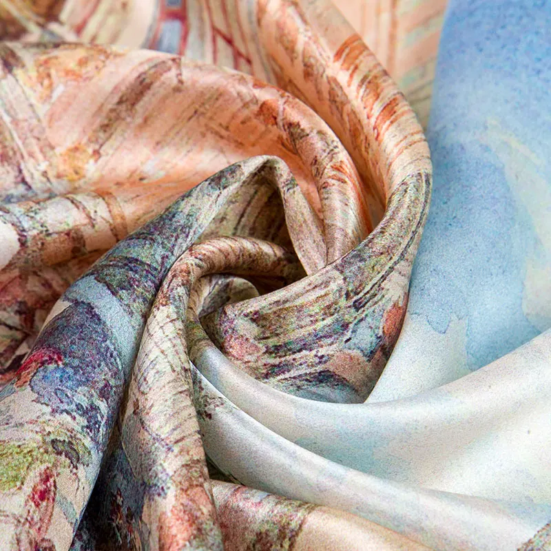 Шелковый шарф женский шарф Старый город уличный шейный платок Шелковый бандана платок небольшой квадратный шелковый шарф подарок для леди