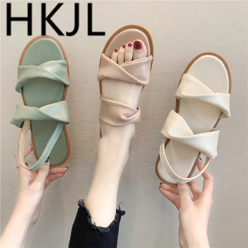 

HKJL Fashion women Sandals female summer 2019 new tide beach shoes bow sandals muffin bottom thick sandals A479