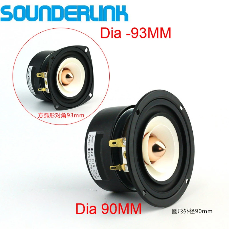 사운더링크 풀 레인지 주파수 스피커, 알루미늄 총알 헤드 캡톤 콘, 3 인치 90mm 유닛, 3 인치, 2PCs/로트, 신제품