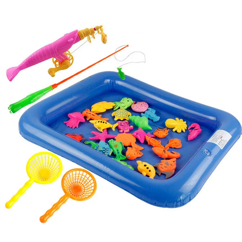 New 35pcs/lot With Inflatable Pool Fishing Toy Rod Net Set For