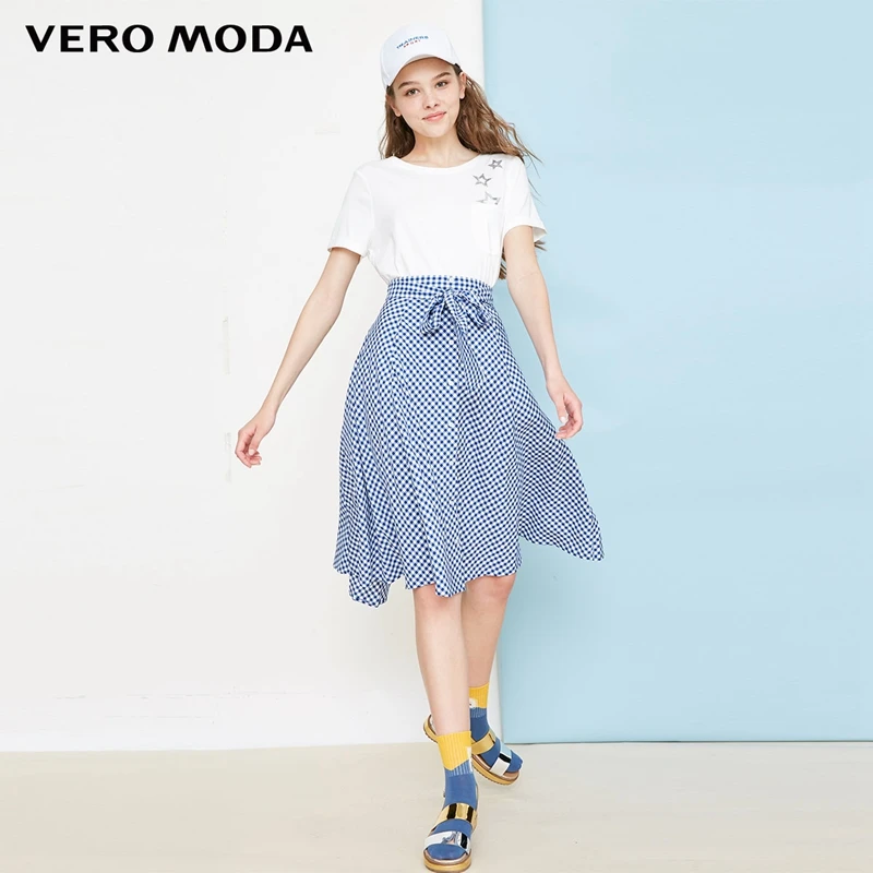 

Vero Moda 2019 New Women's Plaid Middle Seam Decorative Button Lace-up Skirt | 318316514