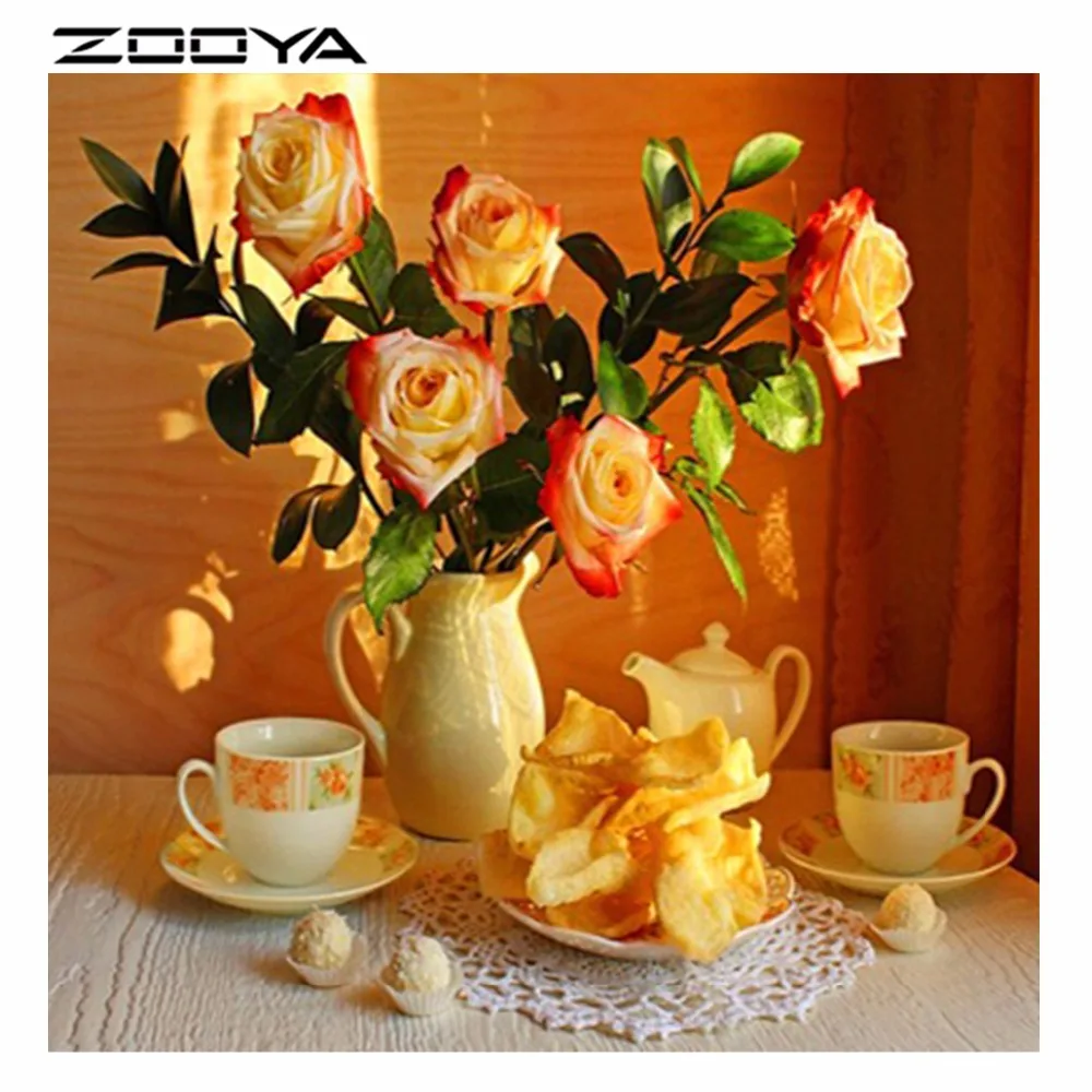ZOOYA DIY Алмазная Вышивка Цветы полная мозаика Рукоделие 5D алмазная Живопись