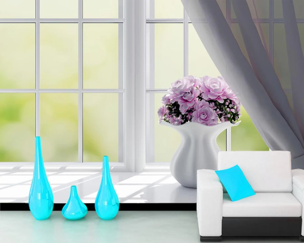 

Papel de parede Bouquets Roses Window Vase 3D flower wallpaper mural for living room TV sofa wall bedroom wall papers home decor