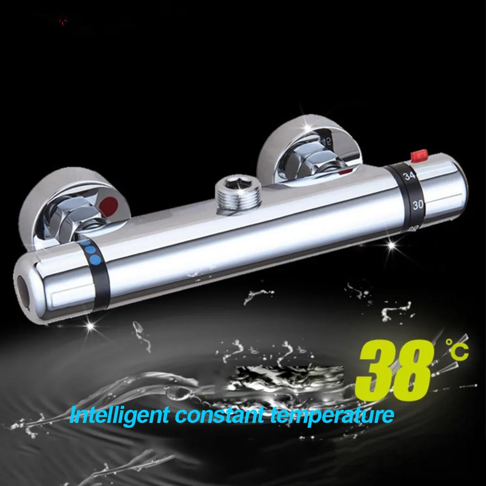 

Thermostatic Home Shower Faucet Replacement Durable Copper Intelligent Bathroom Wall Mounted Mixer Tap Water Control Silver