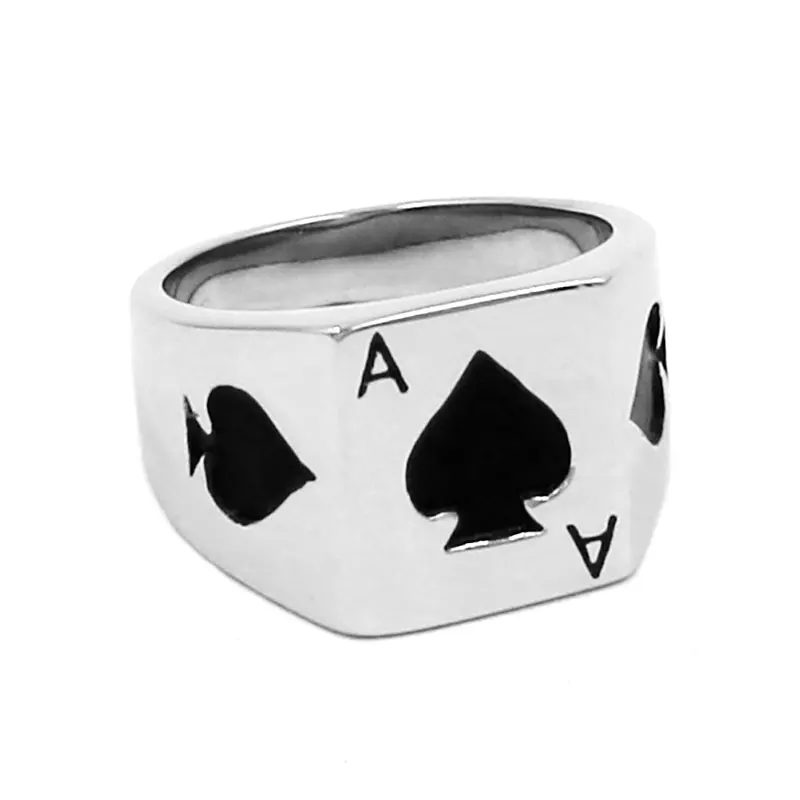 Кольцо из нержавеющей стали The Ace of Spades классические байкерские мужские кольца с