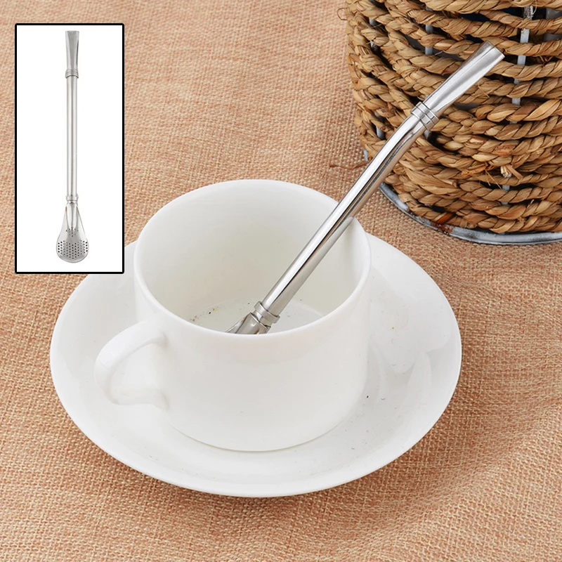 Hoomall 2pcs Stainless Steel Drinking Straws Tea Strainer Silver Coffee