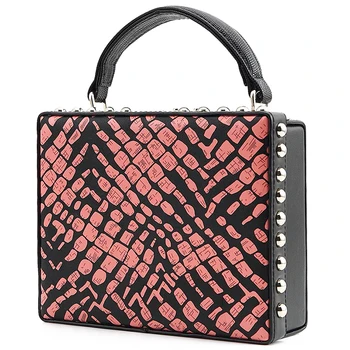 

2016 pu leather stone pattern fashion personality rivet small box bag across body messenger bag shoulder bag ladies handbag gift