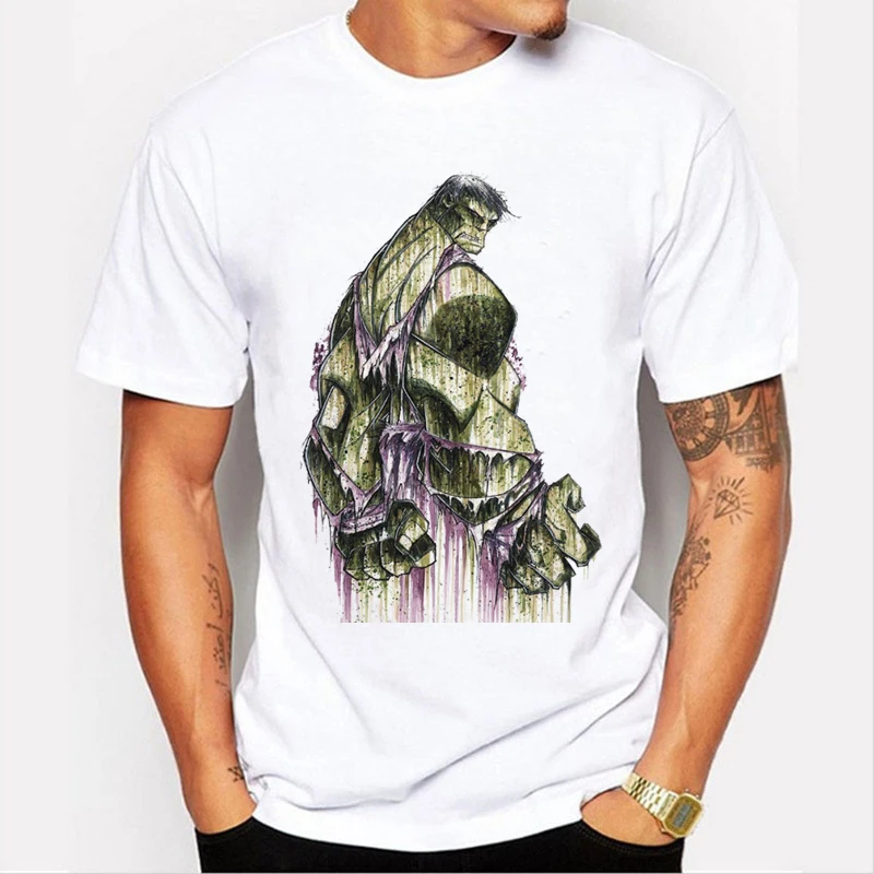 

Newest Hulk / Iron Man Painted printing Men Tshirt Cartoon avengers alliance Tshirt Tee youth TShirts 89-6#