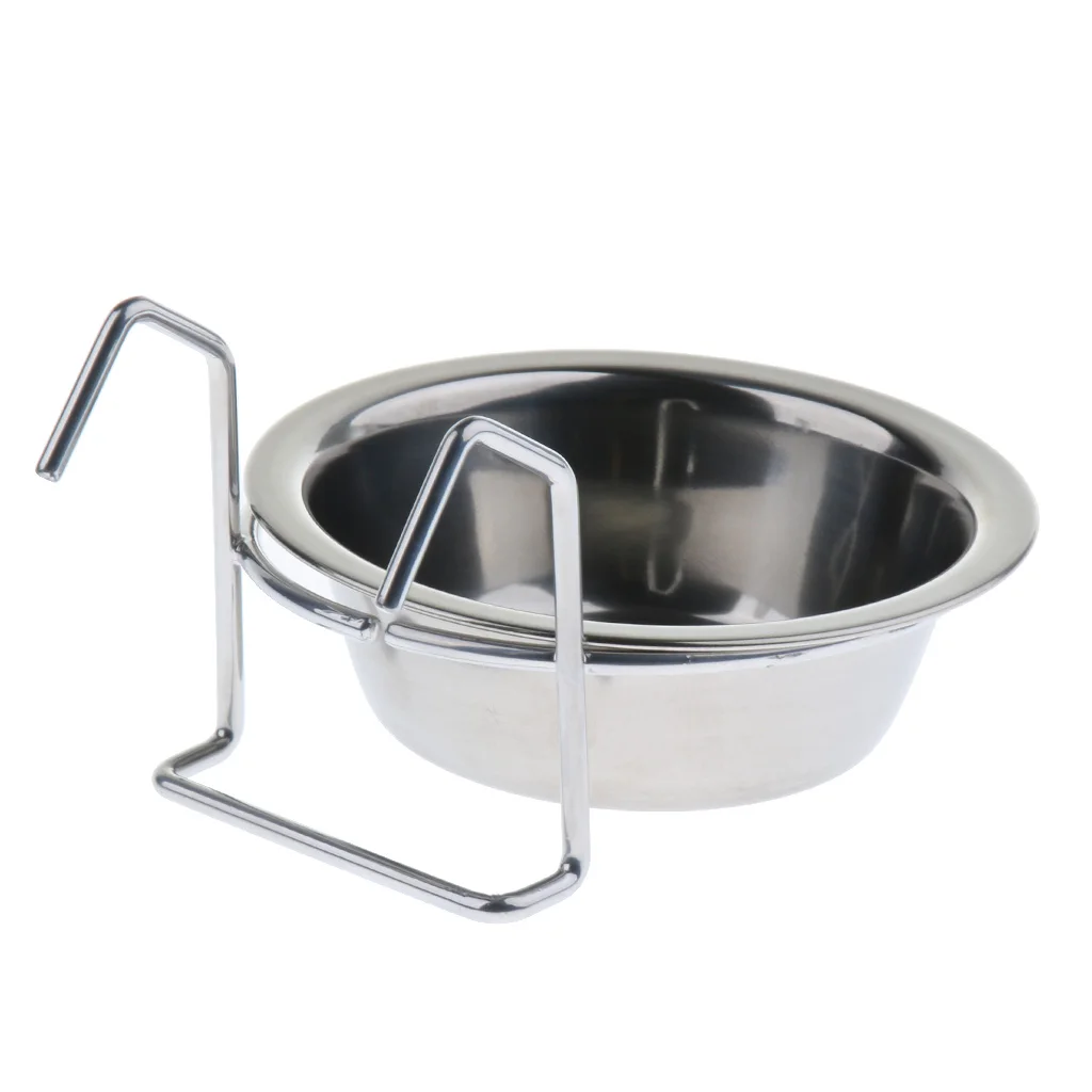 

Bird Parrot Stainless Steel Cup Food Feeding Bowl Cage Accessories Trough-Silver Feeding Dish for Pet Birds