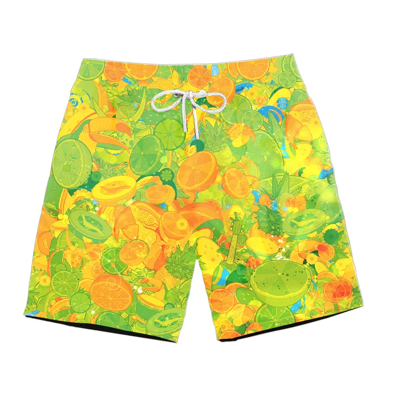 Harajuku Летние повседневные шорты с фруктовым соком цветные летние для серфинга шорты забавные мужские уличные сетчатые дышащии эластичные для талии шорты