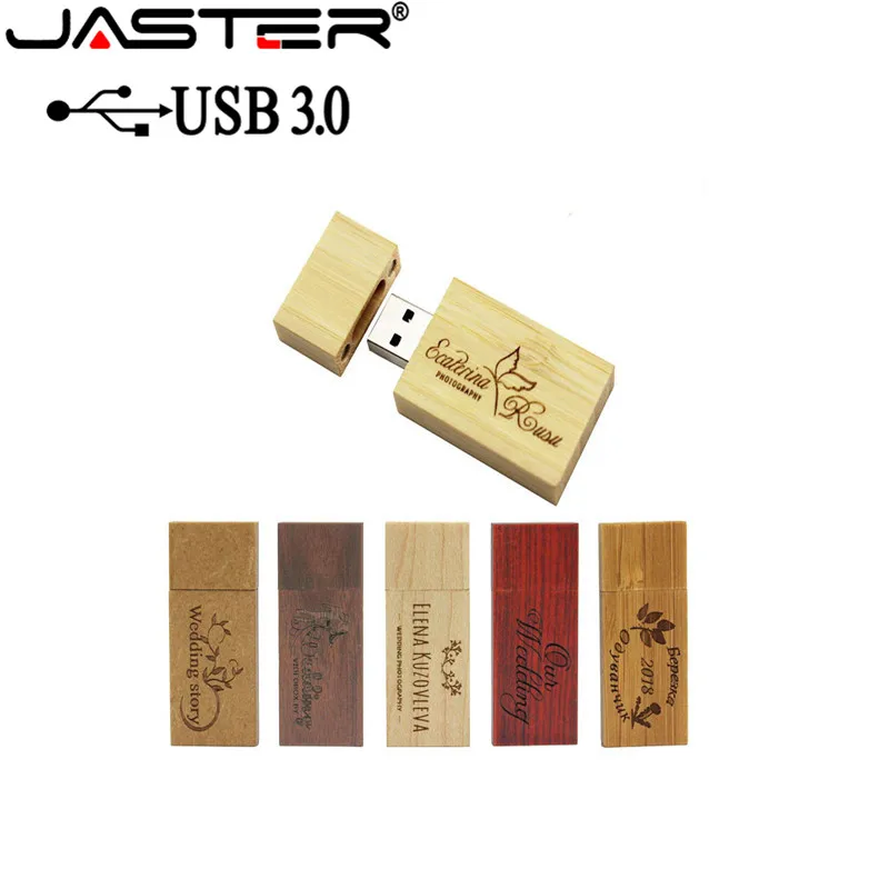 

JASTER 2018 hot selling Fashion creative Wood Square USB Flash Card 3.0 4GB 8GB 16GB 32GB 64GB USB Flash Drive 5 Free Logo
