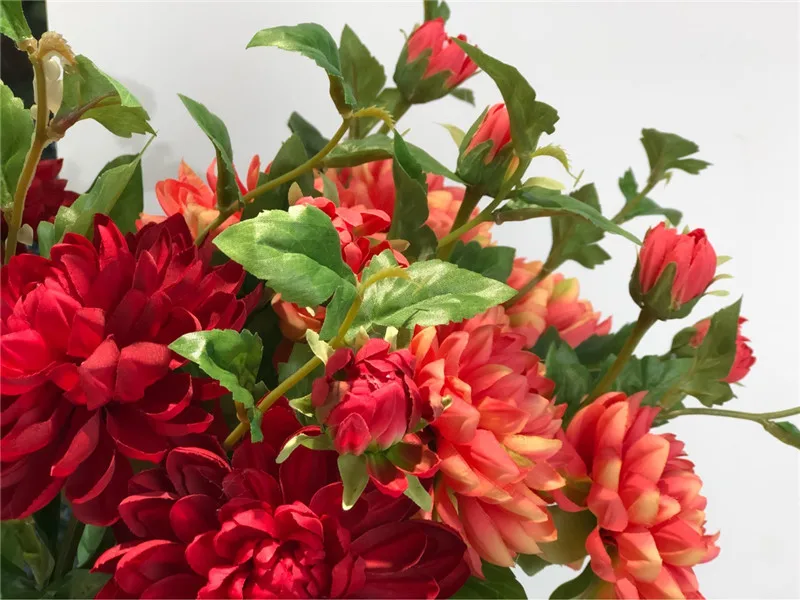 Flone Artificial Dahlias Flower Simulation Chrysanthemum Flowers Bouquet Artificial Silk Peony Wedding Home Table Party Decor (2)