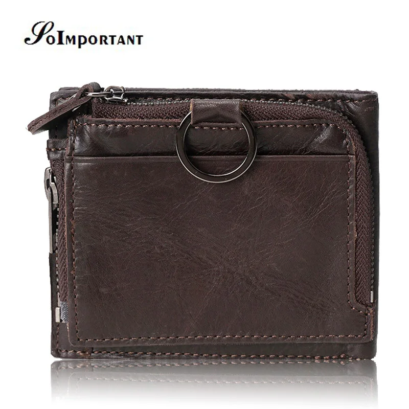 

Vintage Wallet Purse Male Genuine Leather Men Wallets Coin Purse Walet Portomonee Mini PORTFOLIO Set Card Clutch Male Key Ring
