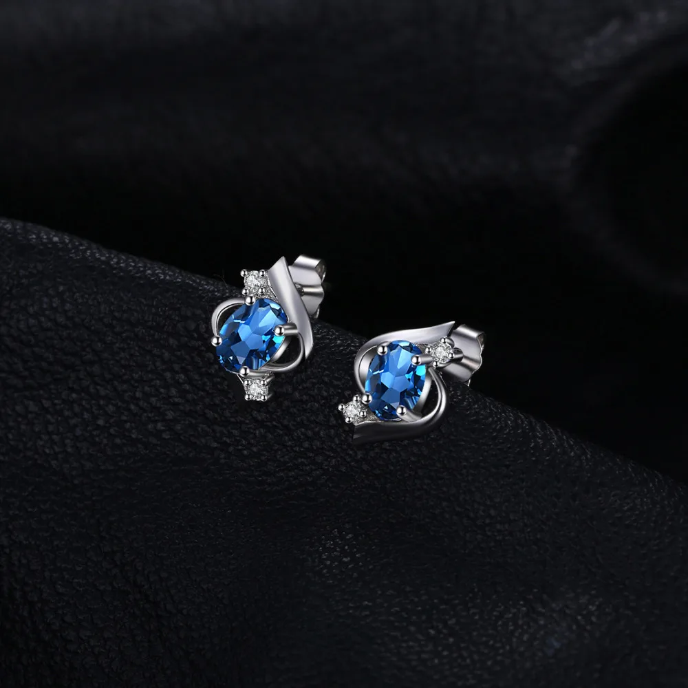 Jewelrypalace Овальный 1.1ct Природные Лондон Голубой топаз Серьги гвоздики 925 серебро