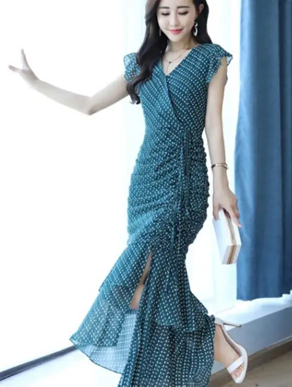 

Free send The 2018 new style fashion dress of the chiffon dress woman in summer