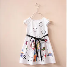 Платье для девочек; летние милые детские платья из хлопка с оборками и принтом; детская одежда принцессы; Праздничная школьная одежда; Y1558426