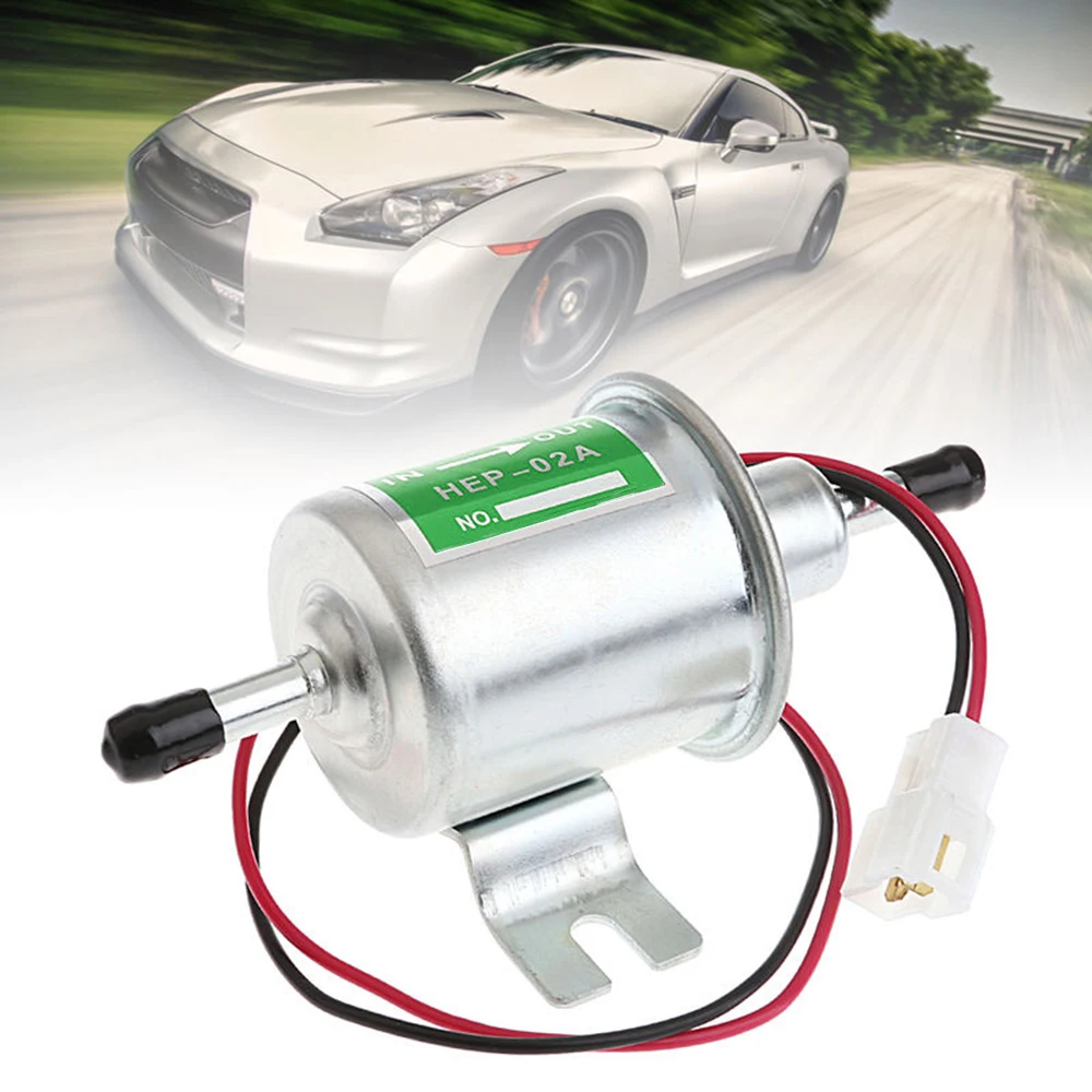 Universal Metal Solid Gasoline Petrol 12V Inline Vehicle Electric Fuel Pump HEP-02A Low Pressure for Nissan Mazda Toyota Silver |