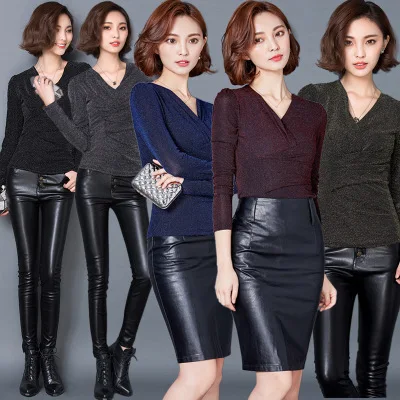 2017 Fashion Woman bodycon Slim font b Blouse b font Long Sleeve V neck Body Sexy