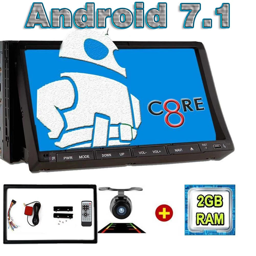 

Android 7.1 Car Stereo 2 Din automotive vehicle GPS DVD Player Radio Touch Screen Head Unit Support Bluetooth Wifi+Rear Camera