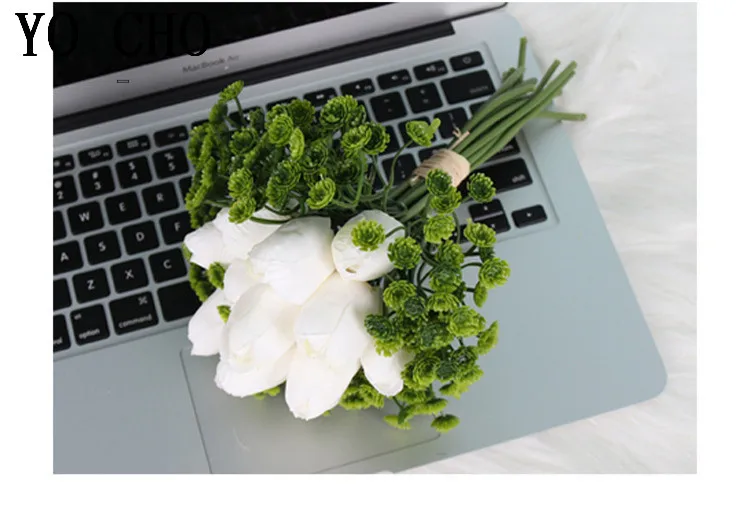 white    artificial tulips flower bouquet autumn decoration tulip for home decoration fake flower tulip for diy small silk flower for crafts plastic artificial plants for flower pot for lover for mom for friends and for dec (2)