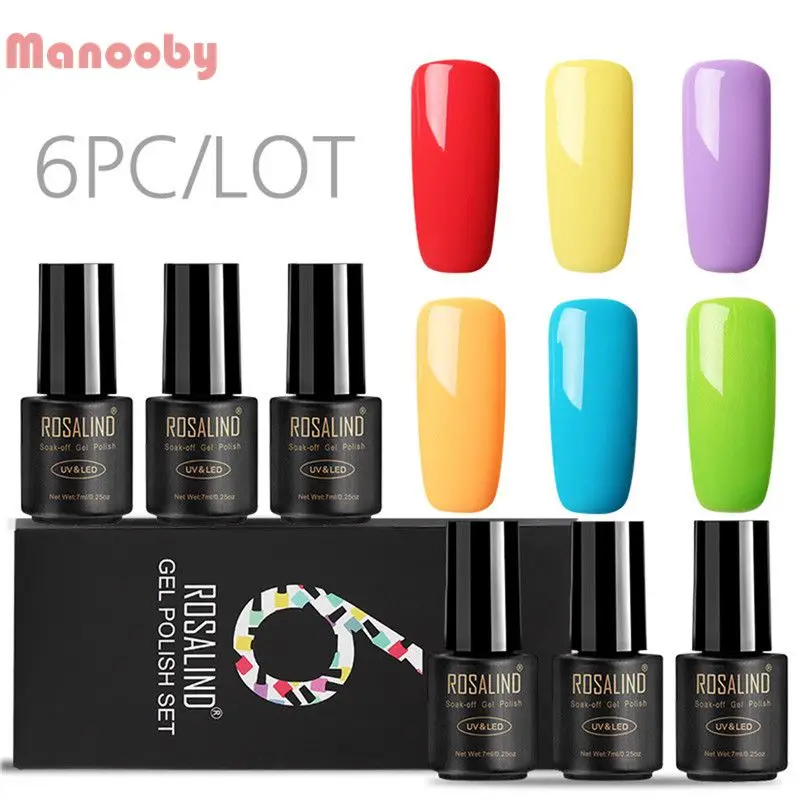 Manooby 6pcs / set-toxic Nail Polish Korean Color Nail polish Metal Suit Nail Art Long Lasting Set Nail Polish Suit