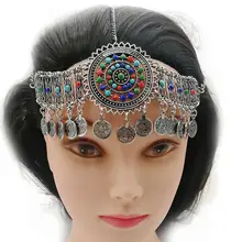 Женские Племенные индийские цепи и браслеты для танца живота, цыганские украшения, Золотые зажимы для монет, украшения для волос, праздничные украшения, наборы