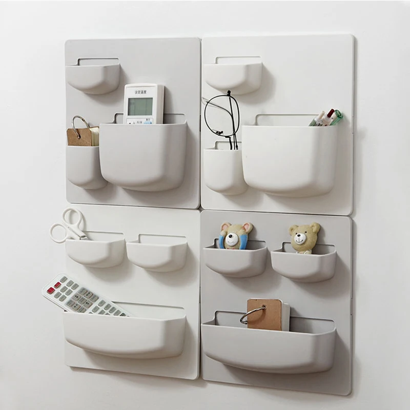 

Multi-function Plastic kitchen Tools Storage Organizers Adhesive Cabinet Door Wall Shelf Kitchen Supply Accessory Organizer