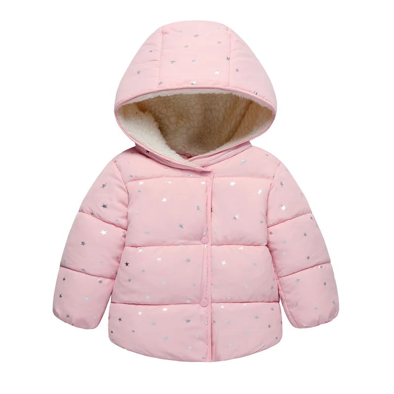 Baby Girls Autumn Winter Jacket Baby Outerwear Infant Girls Hooded Coat Children's Star Winter Clothes Kids Cotton Padded Jacket