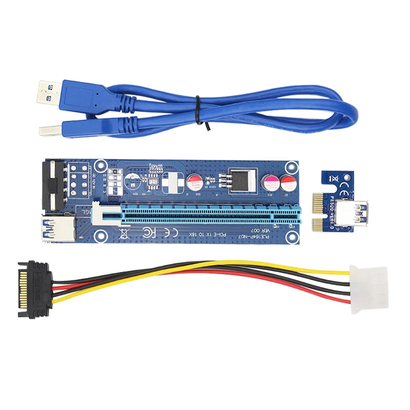 Переходник PCI Express E 1 16 x удлинитель для переходных карт + SATA 4 Pin источник питания и