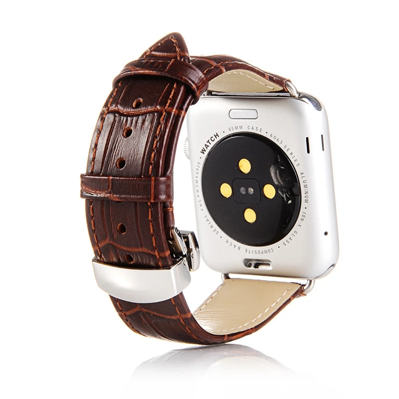 LPWHH Crocodile Leather For Apple Watch Bands 42mm 38mm For Apple Watches Series 4 3 2 1 Metal Buckle Watchband Strap Wristwatch LPWHH Crocodile Leather For Apple Watch Bands 42mm 38mm For Apple Watches Series 4 3 2 1 Metal Buckle Watchband Strap Wristwatch