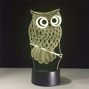 

Cartoon Owl 3d Led Light Animal Night Light Rgb Changeable Lamp Child Kids Baby Soft Lights Bedroom Decoration Lighting Mini Pir