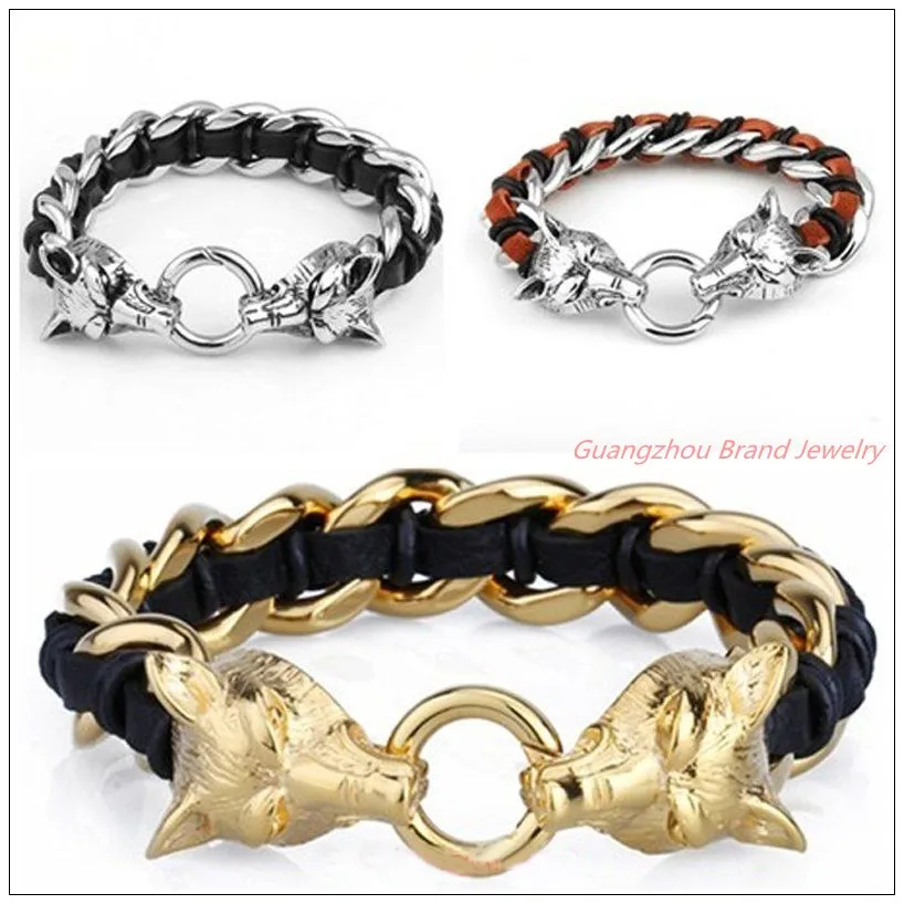 Stainless Steel Bracelet Bangle Chain Black//Brown Chain Link Designer Bracelet