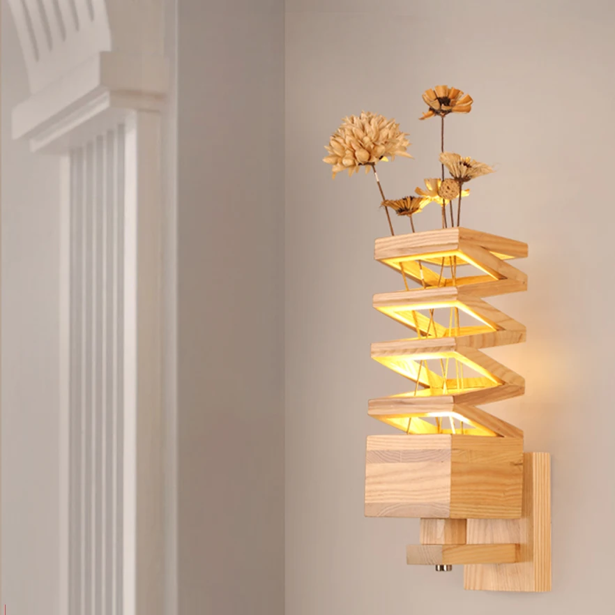 

LED Nordic Wooden Spring Shaped LED Lamp LED Light Wall lamp Wall Light Wall Sconce For Bar Store Foyer Bedroom Corridor Lobby