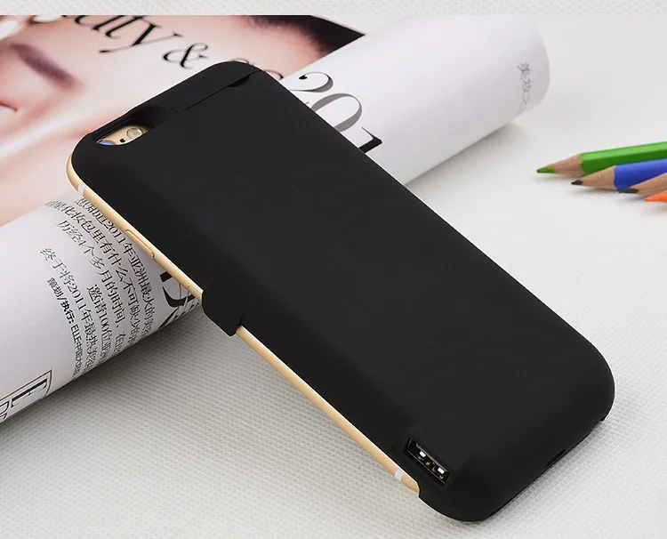 Беспроводное зарядное устройство 20000 мАч на заднюю панель для iPhone 6 spius 7 plus, держатель для мобильного телефона, функция power Case - Цвет: Черный